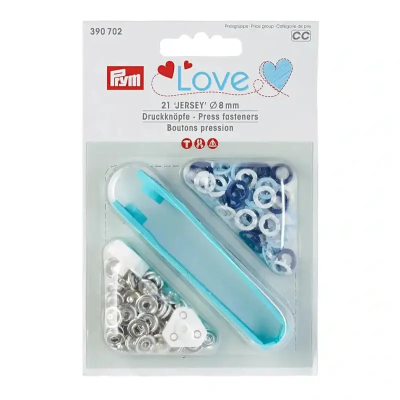 Prym 390702 Pack Of 21 Blue Jersey Press Fasteners 8Mm 1