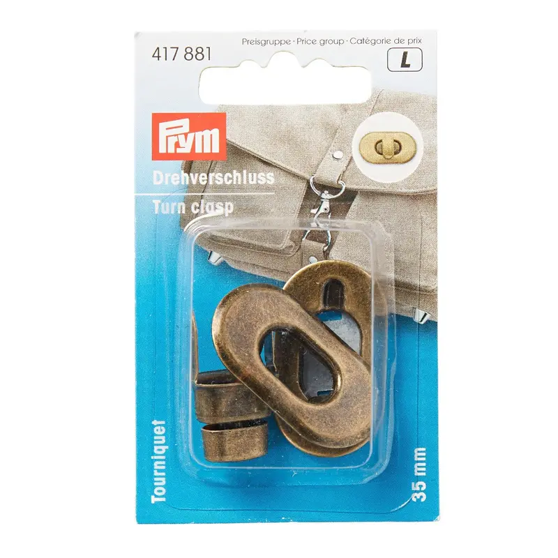 Prym Antique Brass Turn Clasp For Bags 1
