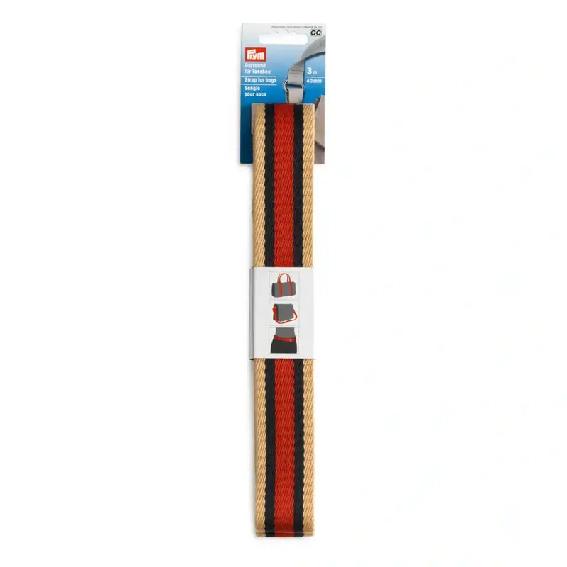 Prym Bag Strap / Webbing For Bags - Beige And Red 1