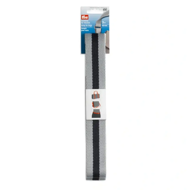 Prym Bag Strap Webbing For Bags - Grey And Black 1