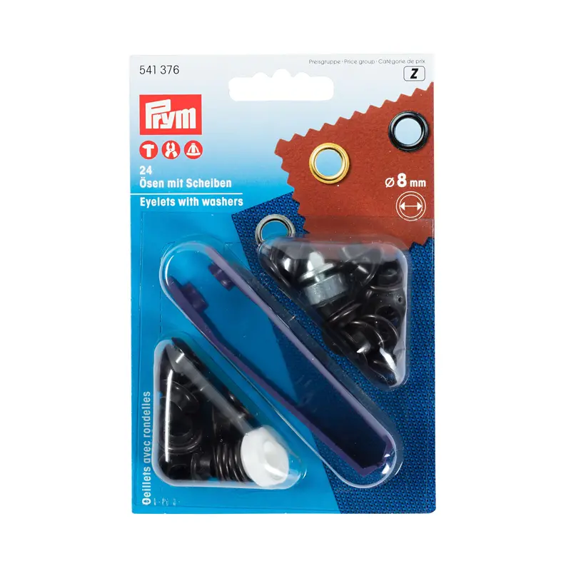 Prym Black Metal Eyelets, 8Mm Size 1