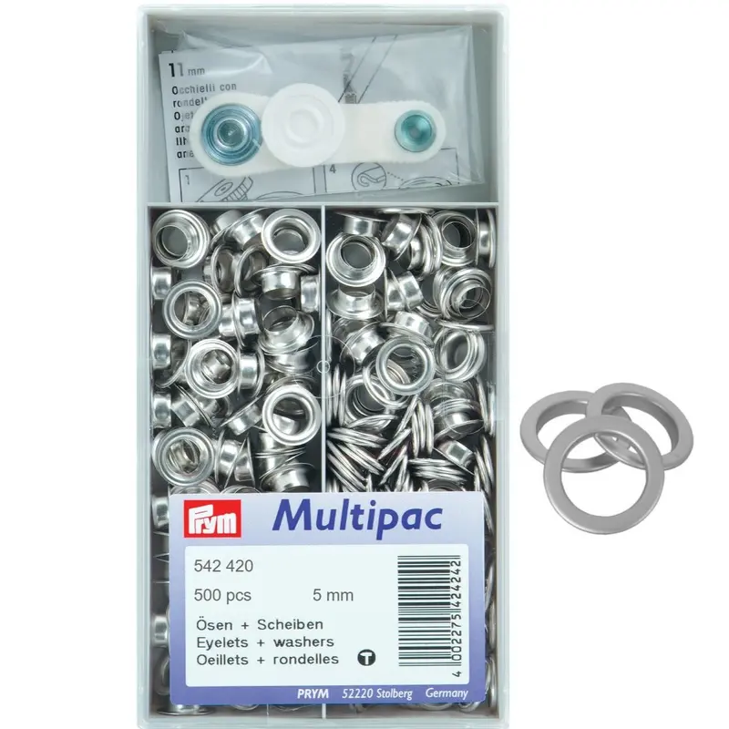 Prym Bulk Pack Of 500 Metal Eyelets - Silver 5Mm 1