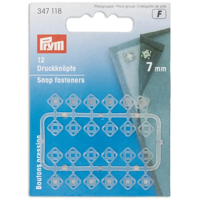 Prym Clear Plastic Press Studs, Sew-On Type 3