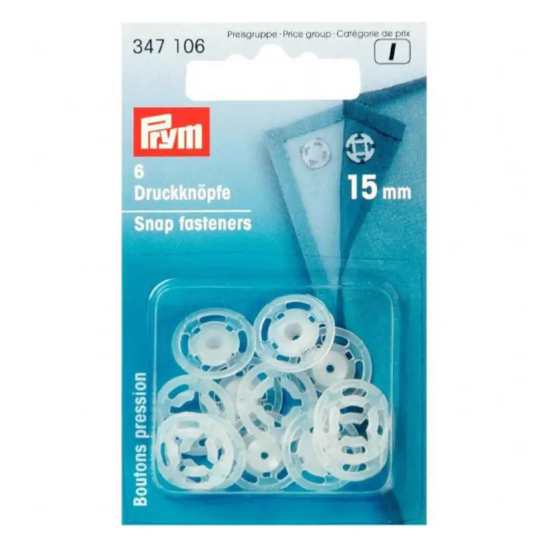 Prym Clear Plastic Press Studs, Sew-On Type 5