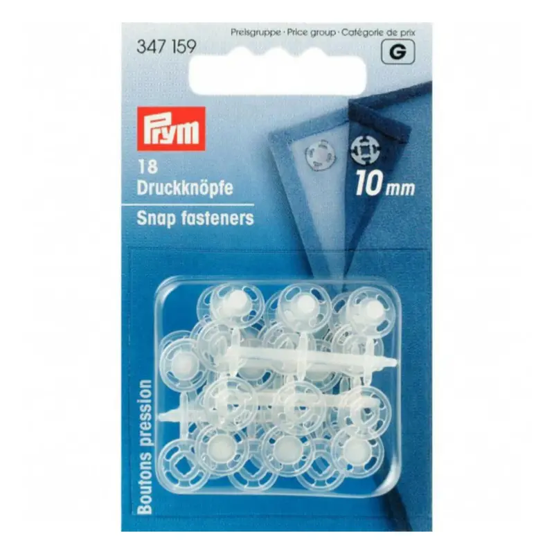 Prym Clear Plastic Press Studs, Sew-On Type 5