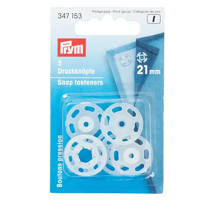 Prym Clear Plastic Press Studs, Sew-On Type 6