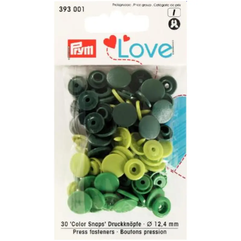 Prym Colour Snaps - Green Packs Of 30 1