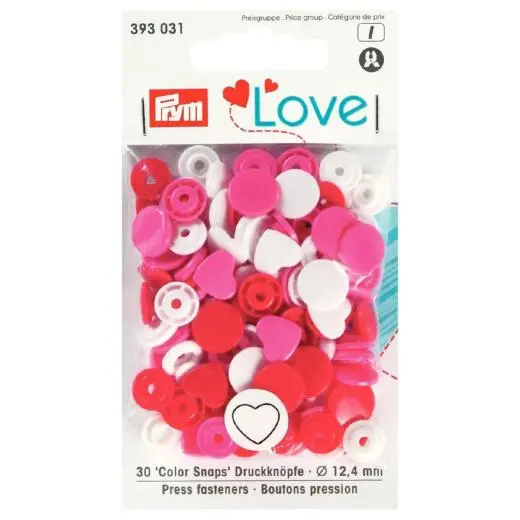 Prym Colour Snaps - Hearts Packs Of 30 1