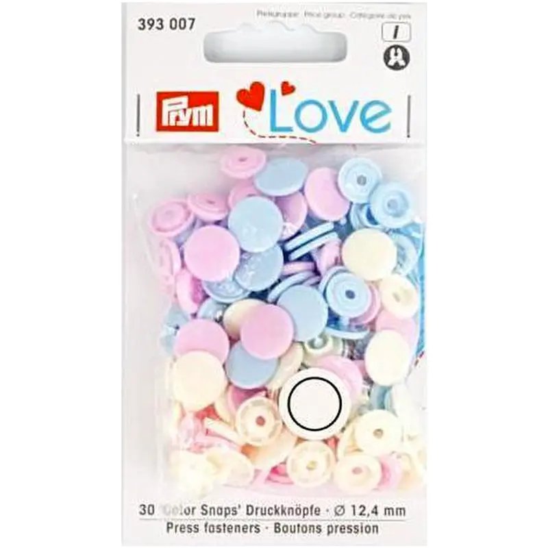 Prym Colour Snaps - Pale Pink / Light Blue/ Pearl 1