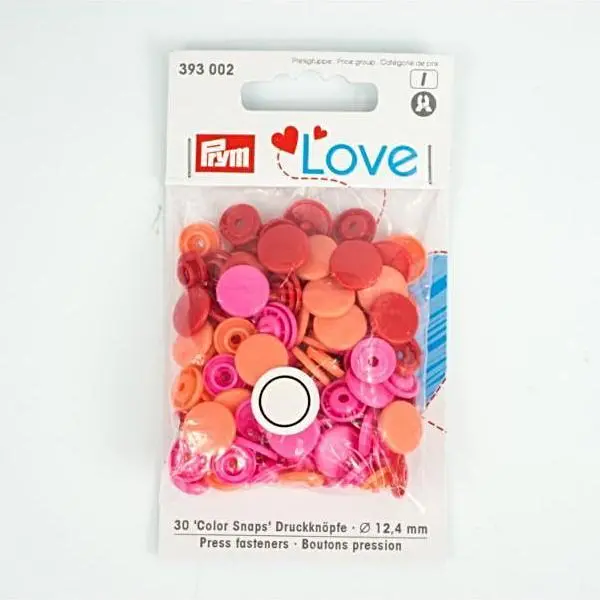 Prym Colour Snaps - Red / Orange / Pink 1