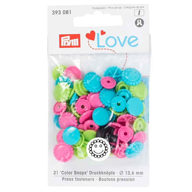 Prym Colour Snaps - Smiley Flowers Packs Of 21 1