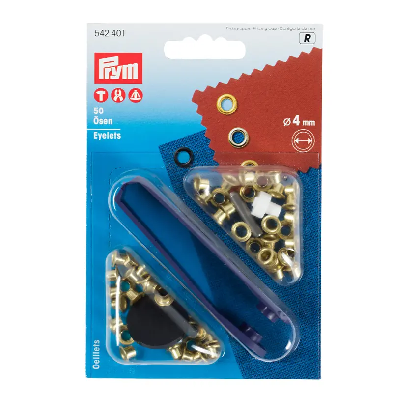 Prym Gold Metal Eyelets, Non-Sew 1