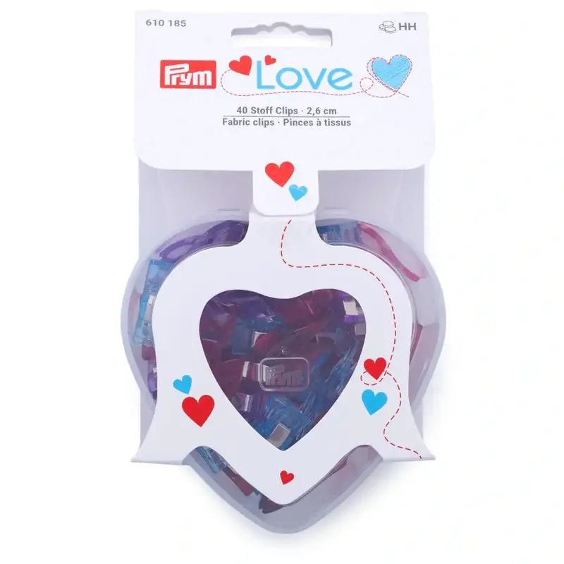 Prym Love Heart Box With 40 Fabric Clips 1