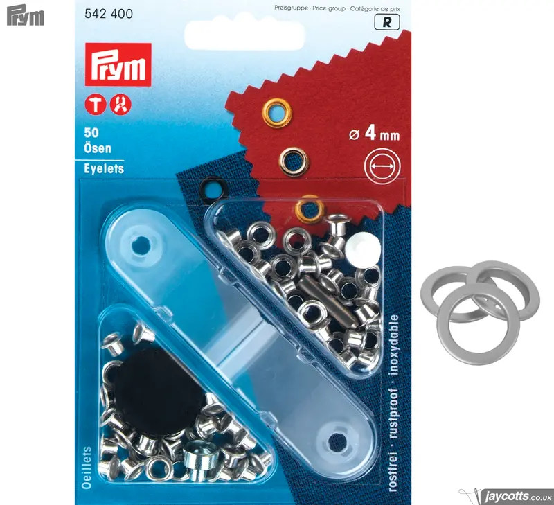Prym Metal Eyelets Silver Colour, Non-Sew 1
