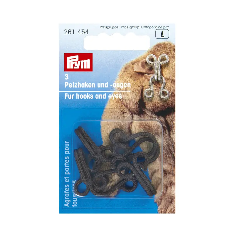 Prym Set Of 3 Fur Hooks And Eyes (Faux Fur) 1