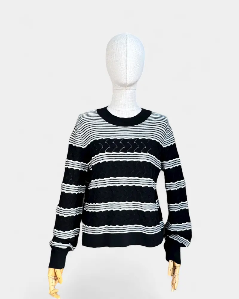 Pull Rayé Noir Et Blanc Club Monaco  , S 1