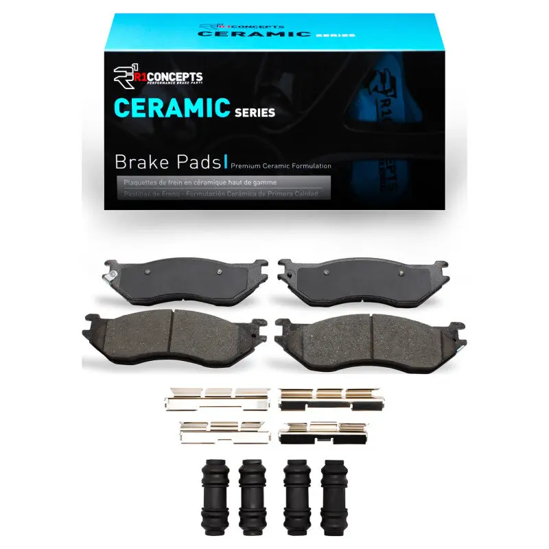 R1 02-06 Dodge Ram 1500 Pickup Front Ceramic Brake Pads & Hardware Kit 1