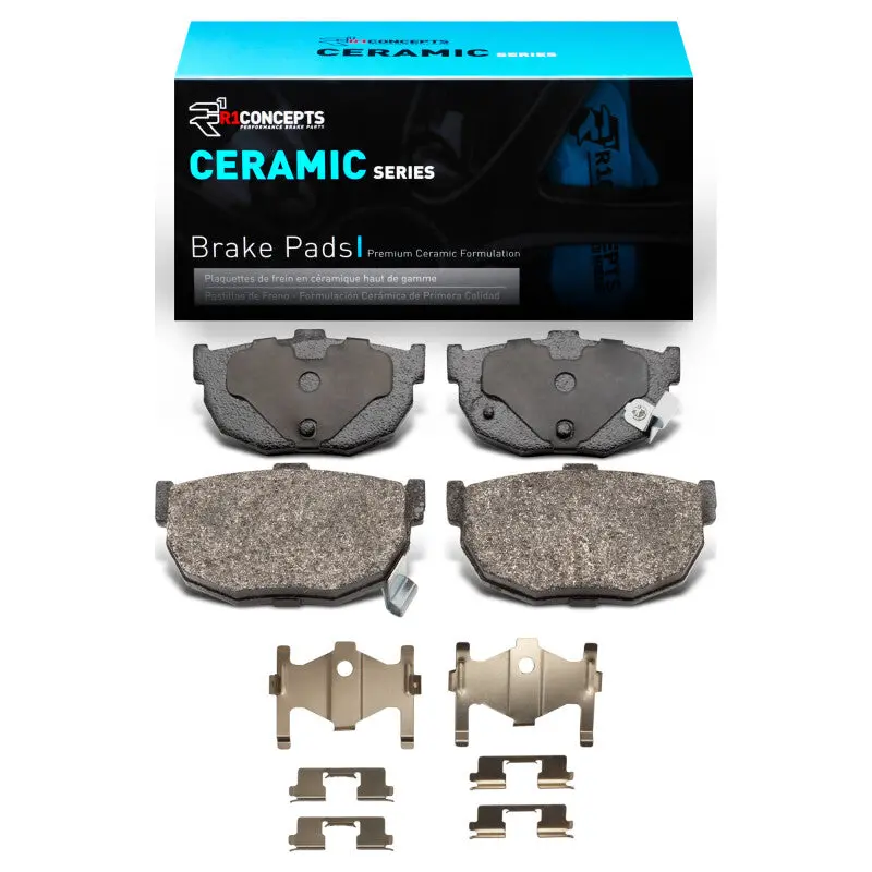 R1 85-09 Hyundai Elantra Rear Ceramic Brake Pads & Hardware Kit 1