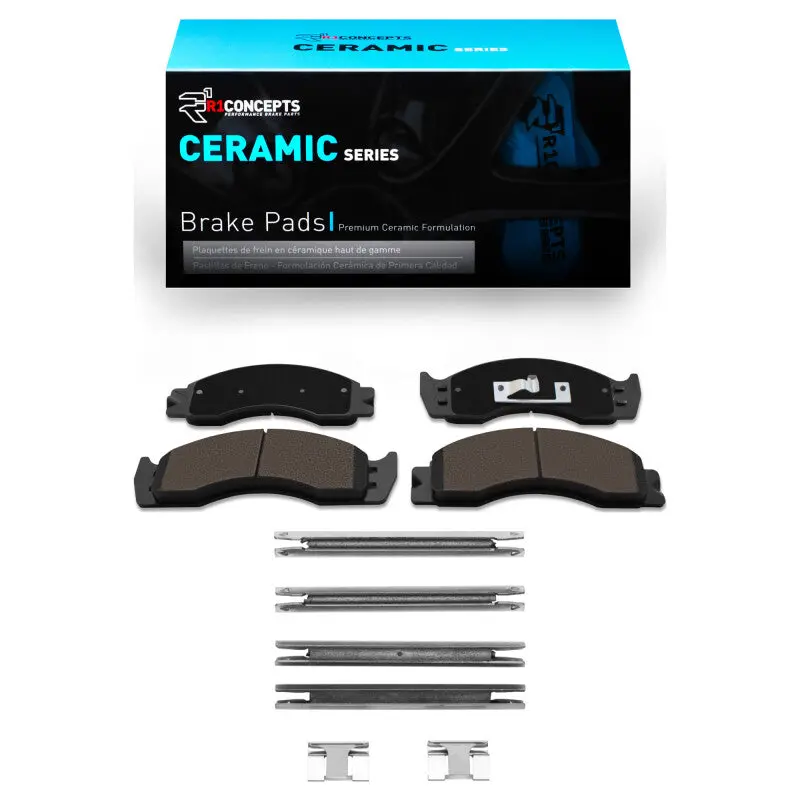 R1 88-07 Ford F-53 Motorhome Chassis Front/Rear Ceramic Pads & Hardware Kit 1