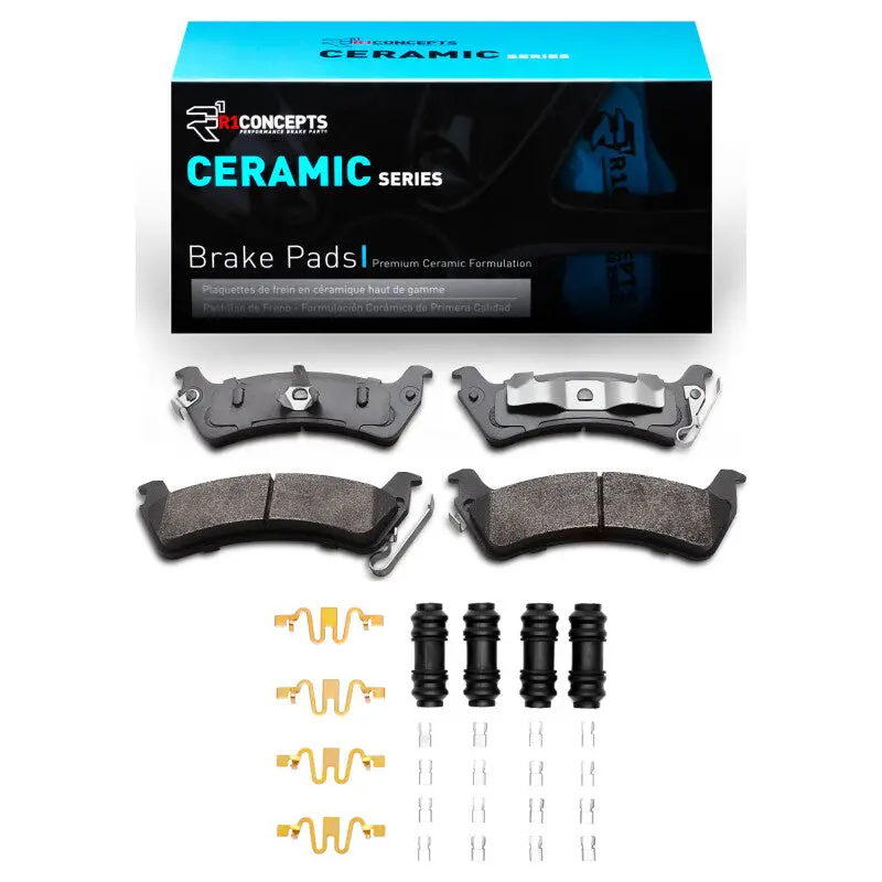 R1 93-98 Jeep Grand Cherokee Rear Ceramic Pads & Hardware Kit 1