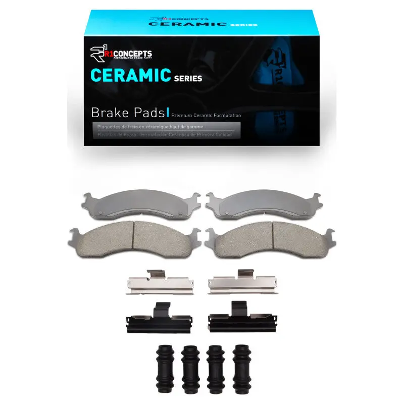 R1 95-07 Ford E-250 Econoline Front Ceramic Pads & Hardware Kit 1