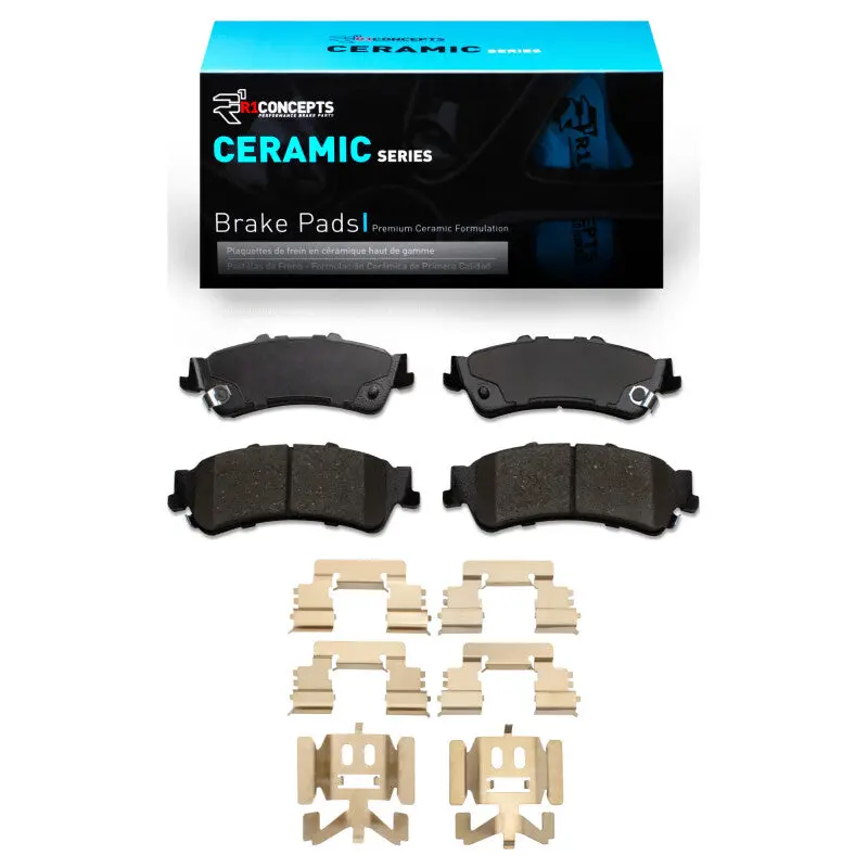 R1 99-11 Cadillac Deville Rear Ceramic Brake Pads & Hardware Kit 1