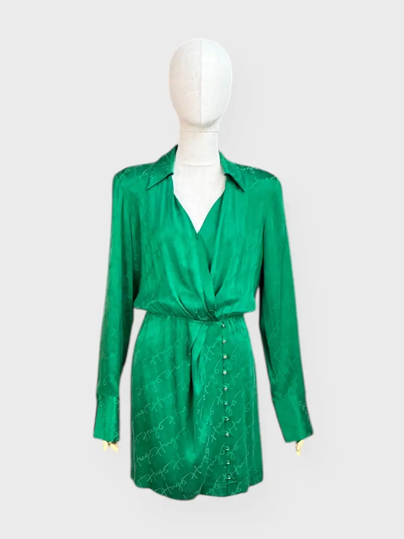 Robe Cache-Cœur Verte Hugo Boss, Taille 10 1
