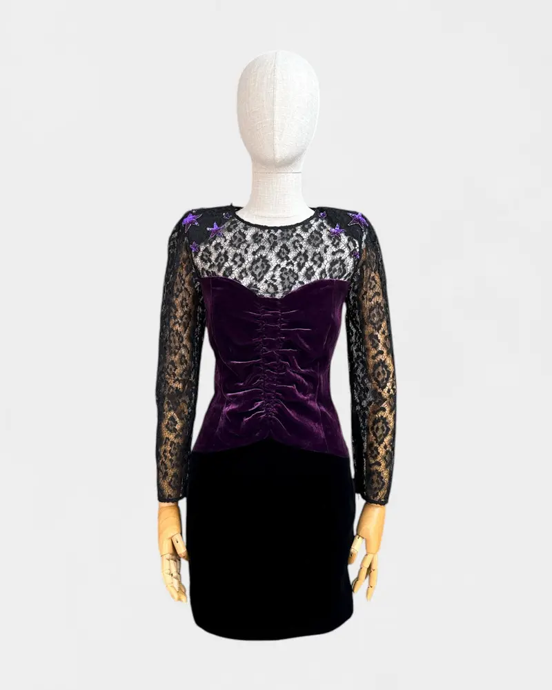 Robe Dentelle Et Velours Dundas, Taille 40. 1