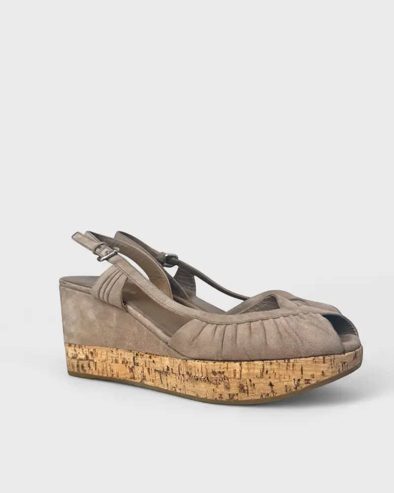 Sandales Compensées En Daim - Prada - 38 1