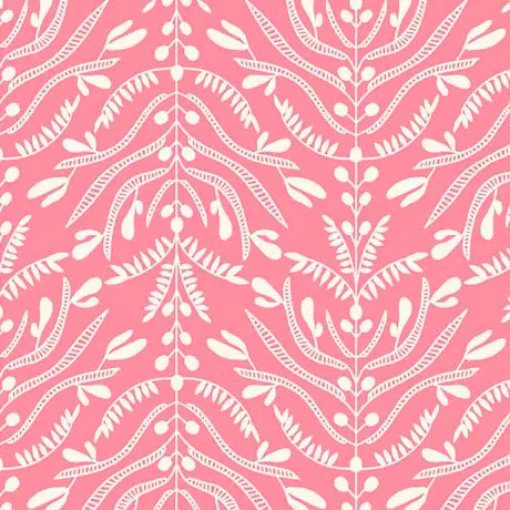 Serenade Organic Cotton Fabric, Damask Branches Pink 1