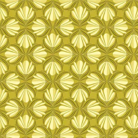 Serenade Organic Cotton Fabric, Hourglass Flowers Avocado 1