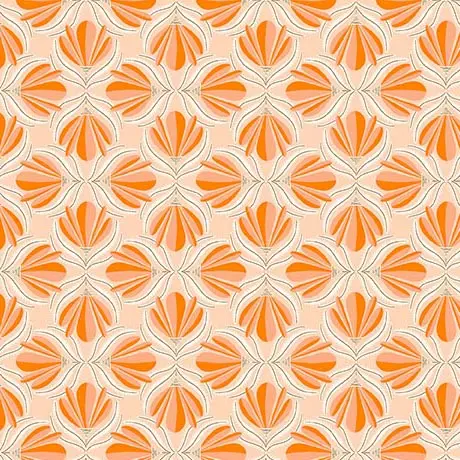 Serenade Organic Cotton Fabric, Hourglass Flowers Peach 1