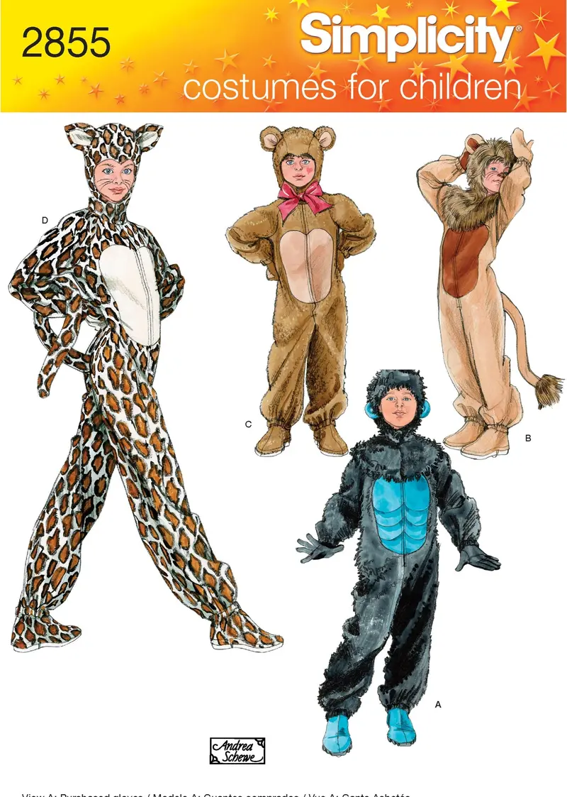 Simplicity 2855 Child's Animal Costume Pattern 1