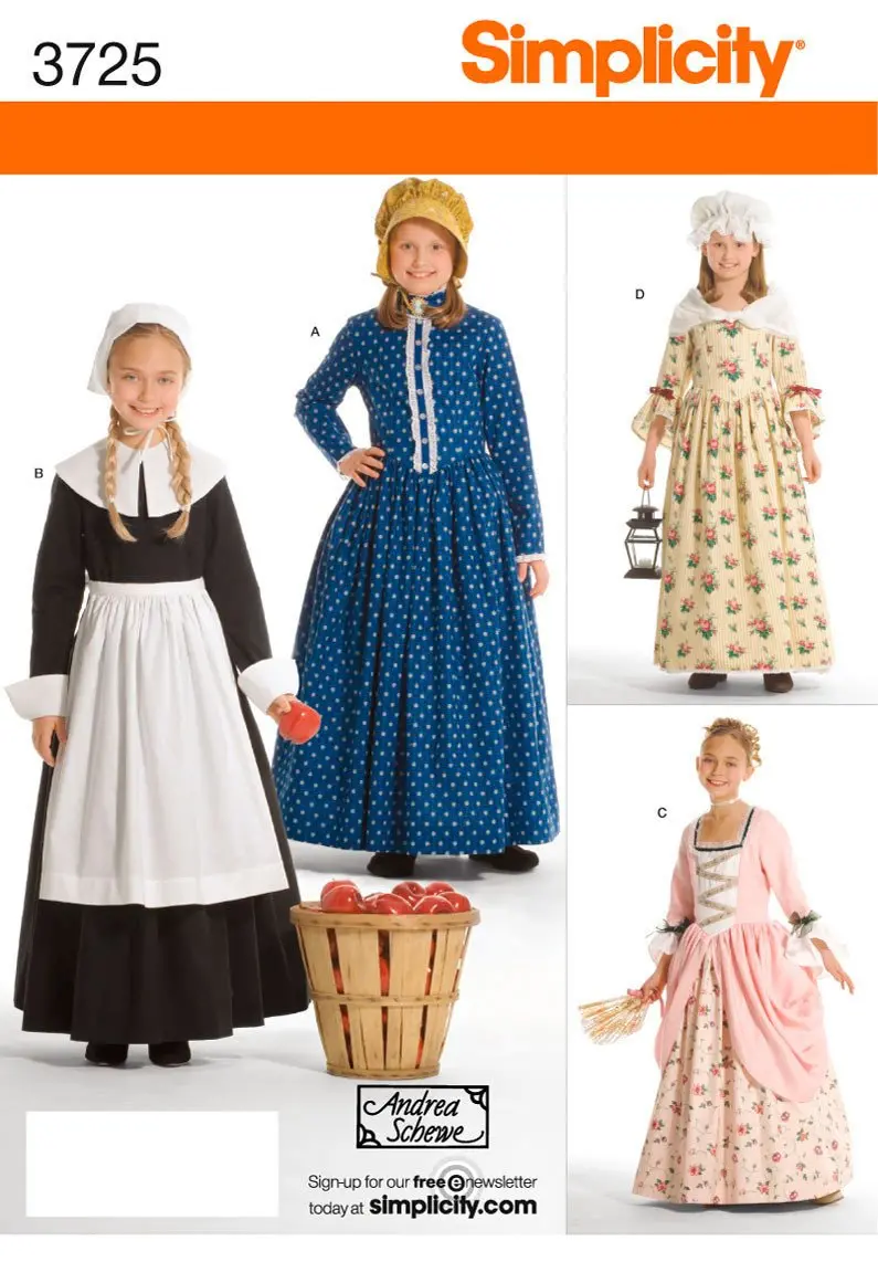 Simplicity 3725 Pilgrim / Colonial Costume Pattern 2