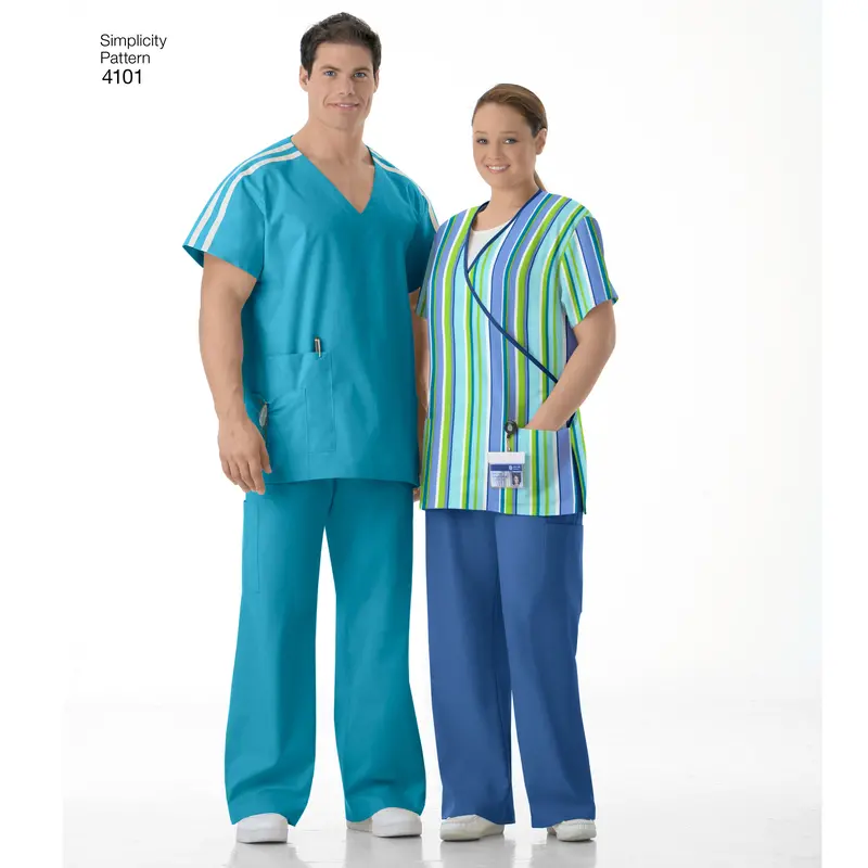 Simplicity 4101  Unisex Uniform: Scrubs Pattern 1