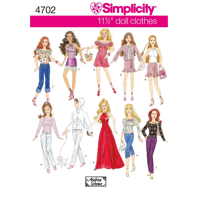 Simplicity 4702 Doll Clothes Sewing Pattern 1