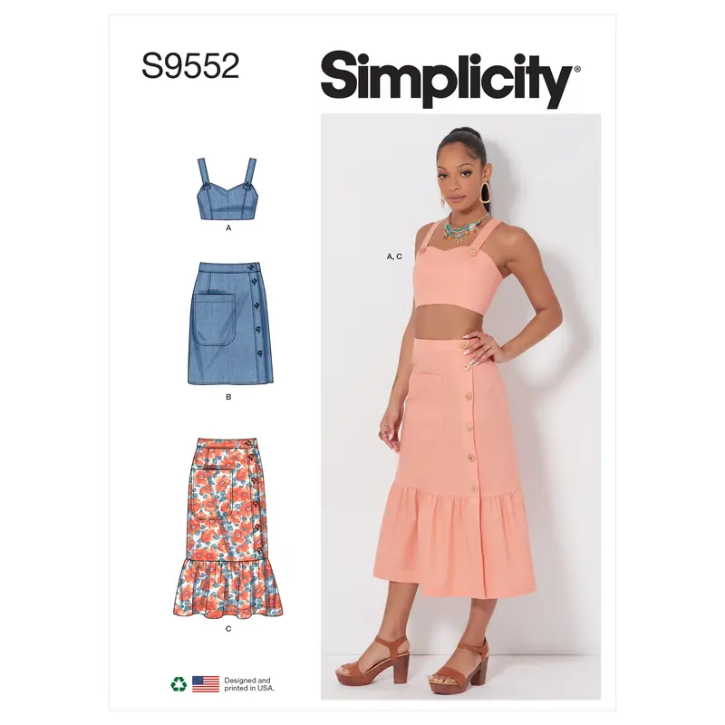 Simplicity 9552 Crop Top And Skirts Pattern 2