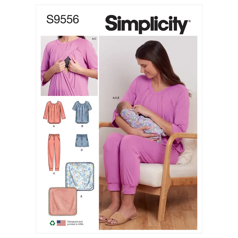 Simplicity 9556 Misses' Nursing Tops, Pants, Shorts And Blanket Pattern 2