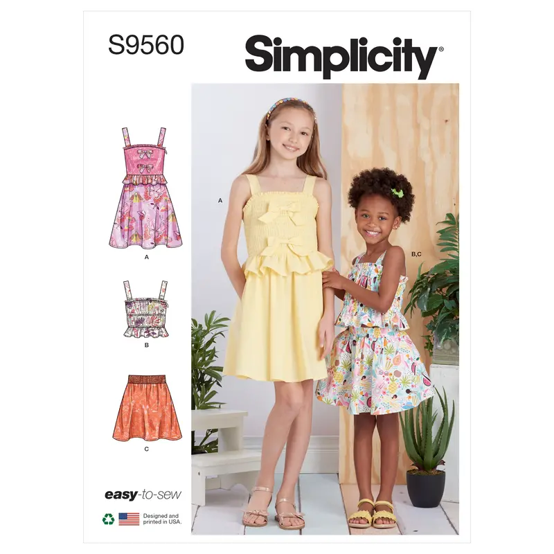Simplicity 9560 Girls' Dress, Top And Skirt Pattern 2