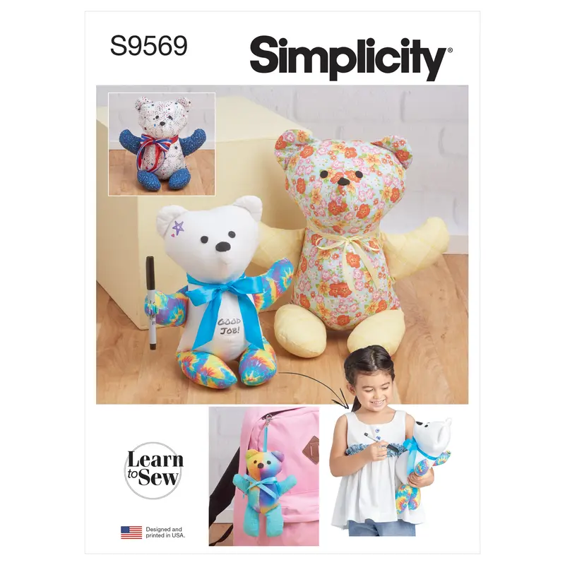 Simplicity 9569 Learn To Sew Plush Memory Bears Pattern 2