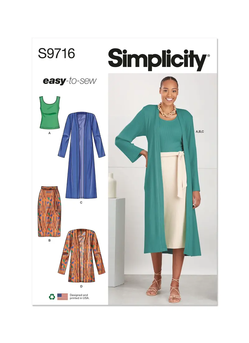 Simplicity 9716 Knit Top, Cardigan And Skirt Sewing Pattern 2