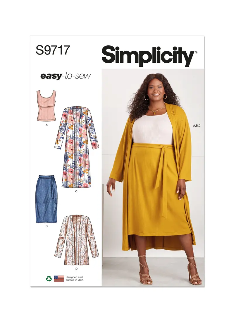 Simplicity 9717 Women's Knit Top, Cardigan And Skirt Sewing Pattern 2