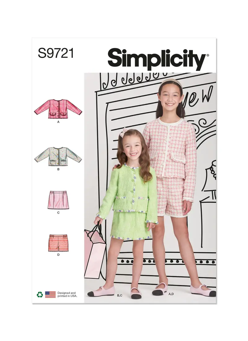 Simplicity 9721 Girls' Jackets, Skirt And Shorts Sewing Pattern 2