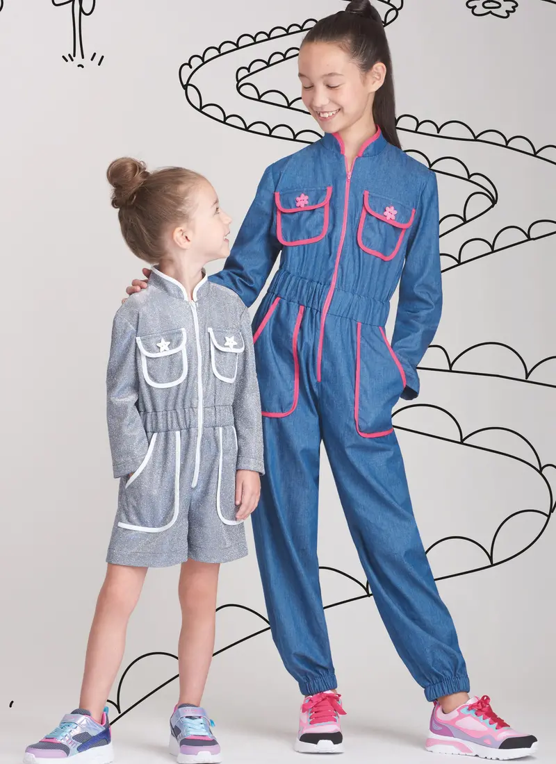 Simplicity 9722 Girls' Jumpsuit, Romper And Dress Sewing Pattern 1