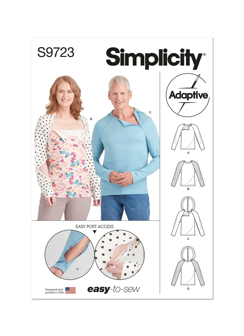 Simplicity 9723 Unisex Dual Port Access Chemo Top And Hoodie Pattern 2