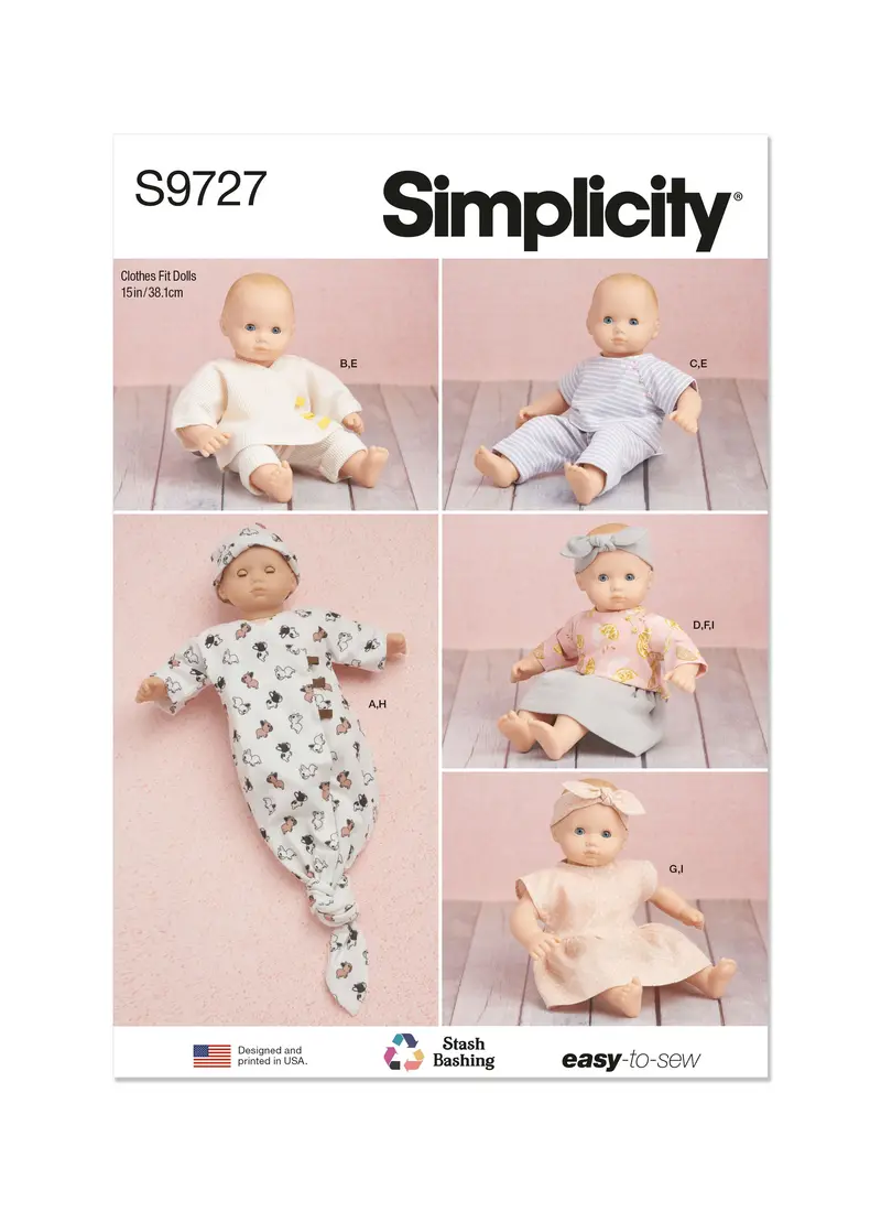 Simplicity 9727 Baby Doll Clothes Sewing Pattern 2