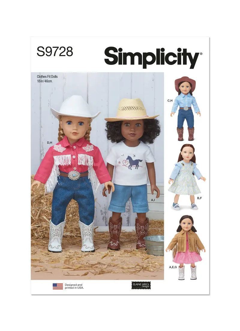 Simplicity 9728 Western Doll Clothes Pattern By Elaine Heigl Designs 2
