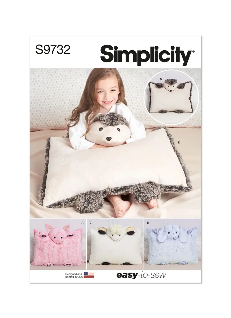 Simplicity 9732 Plush Animal Pillow Cases Sewing Pattern 2