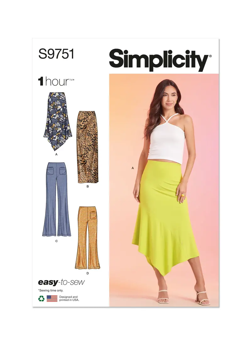 Simplicity 9751 Sewing Pattern Misses' Knit Skirts And Trousers 2