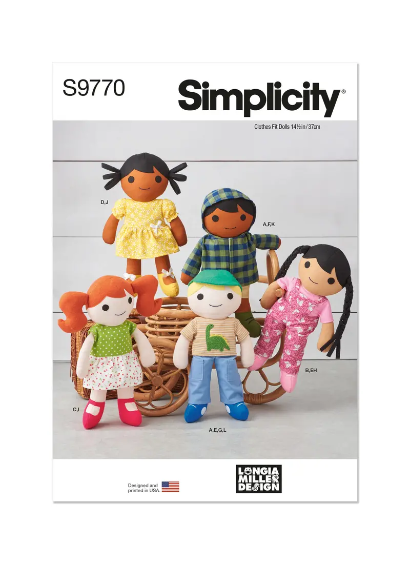 Simplicity 9770 Sewing Pattern Cloth Dolls And Clothes By Longia Miller 2